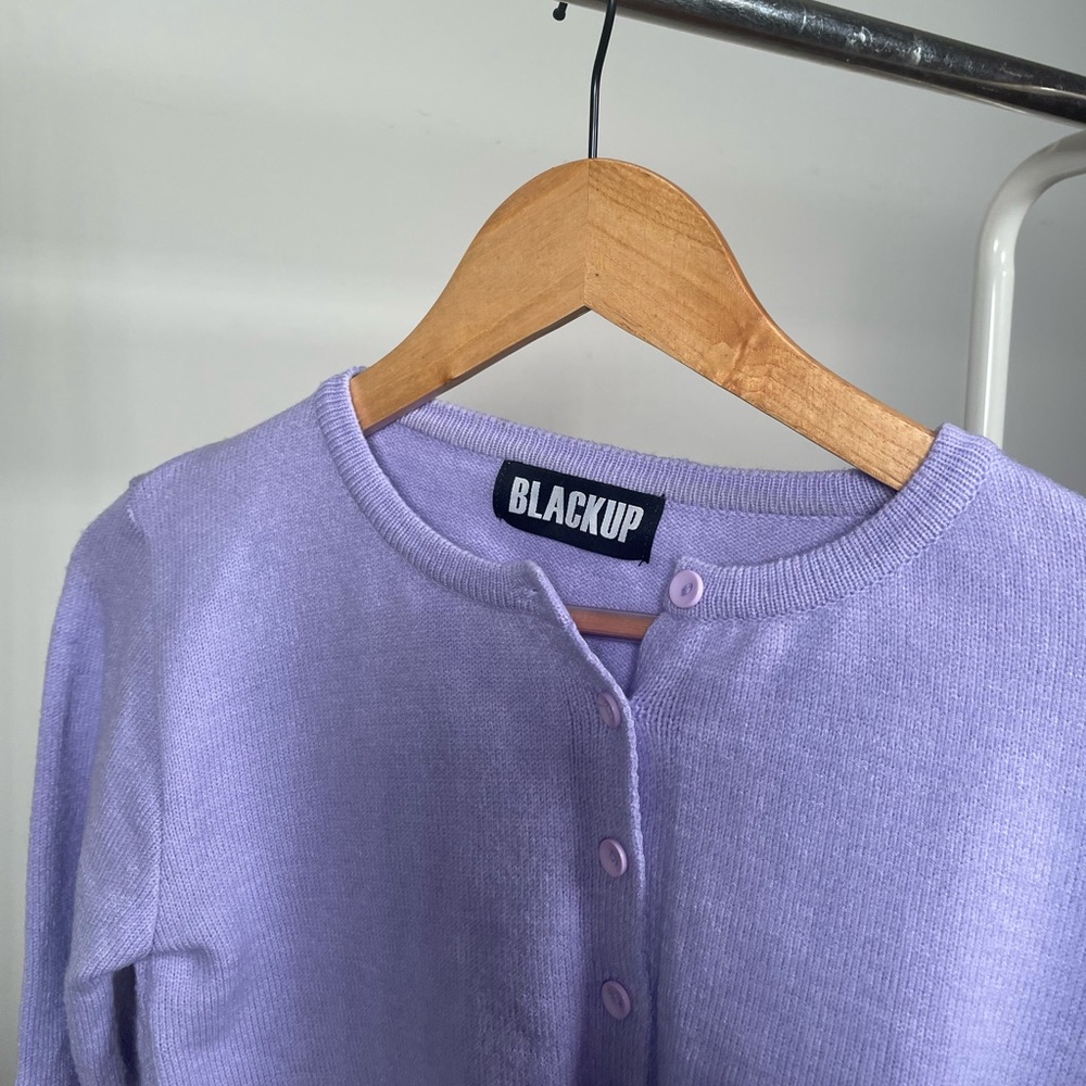Purple cardigan